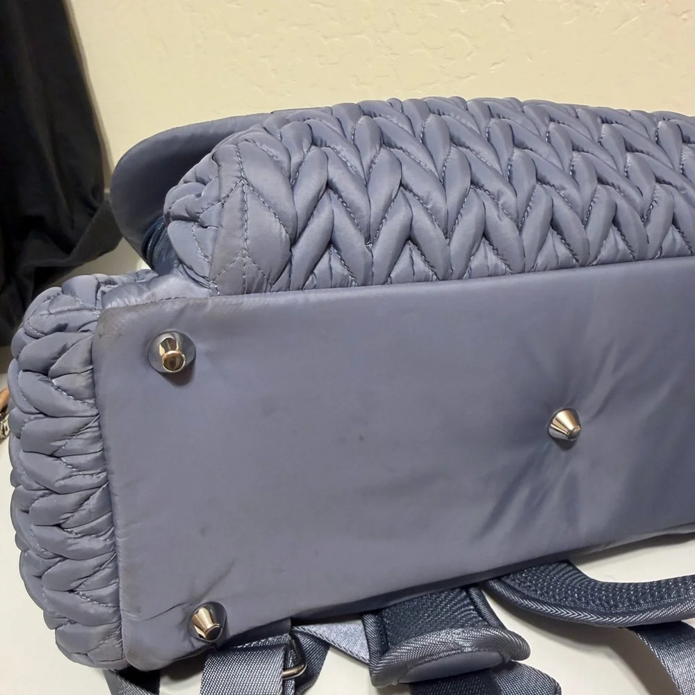 Happ brand diaper bag in a beautiful blue